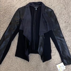black leather fashion jacket Ellen Tracy